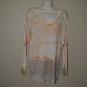 Sz S/M Printed Artworks V-Neck Cashmere Blend Sweater